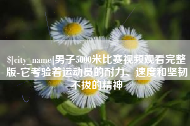黔南男子5000米比赛视频观看完整版-它考验着运动员的耐力、速度和坚韧不拔的精神